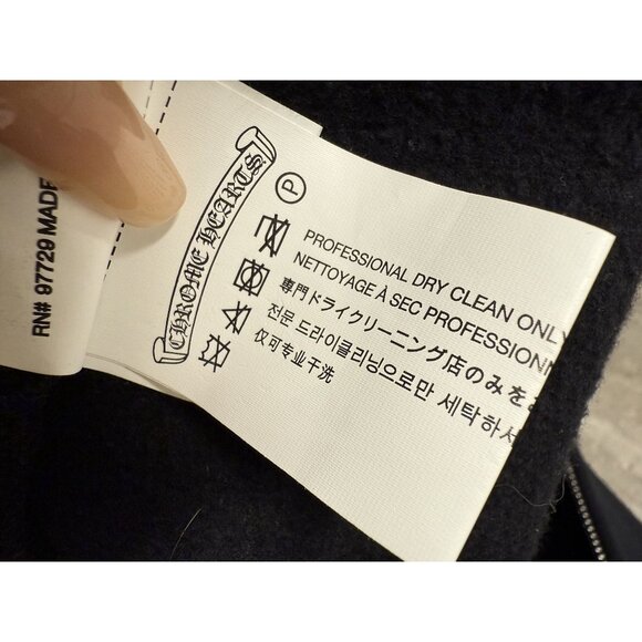 Chrome Hearts Black Hoodie W/ Leather Sleeves & Gothic Cross Details Full Zip Co - Picture 10 of 16